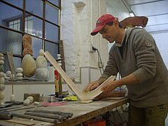 Peter Rosenzweig with marble sculpture